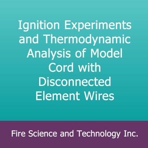 A book cover with the title of ignition experiments and thermodynamic analysis of model cord with disconnected element wires.