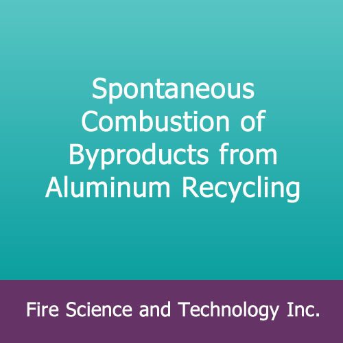 A blue and purple background with the words " spontaneous combustion of byproducts from aluminum recycling ".